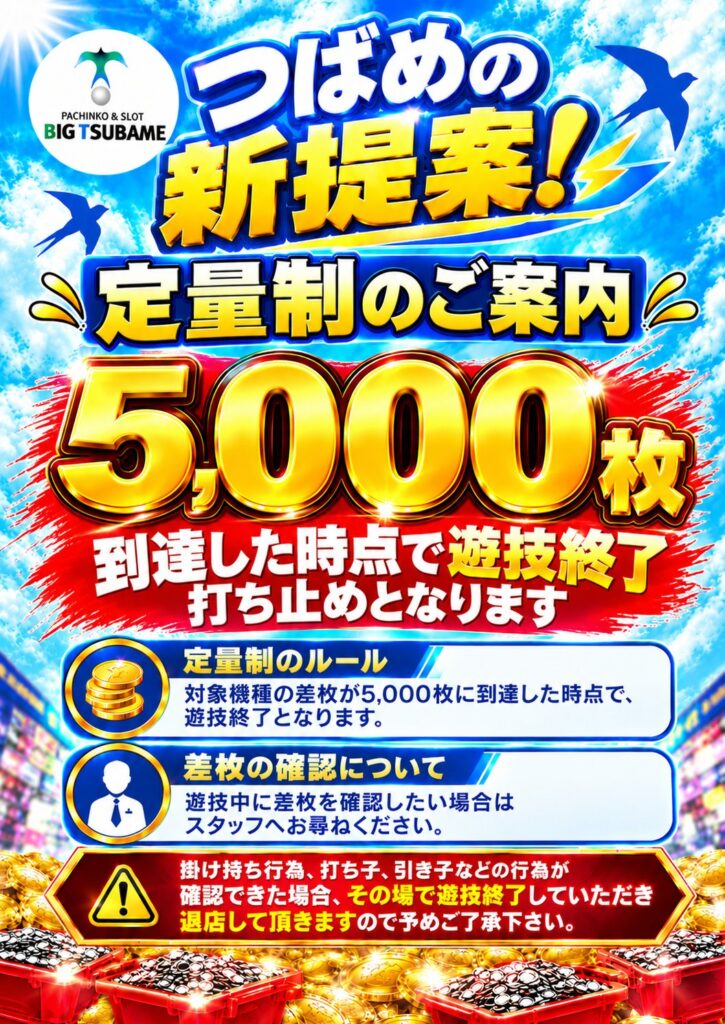 ビックつばめ郡山店の定量制ポスター(1枚目)