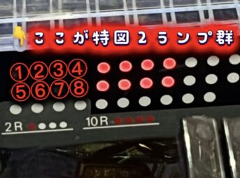 リゼロ鬼がかり2の特図2ランプ群を撮影した画像