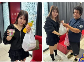 ぱちんこ太陽で差し入れを受け取る進撃のゆなさん